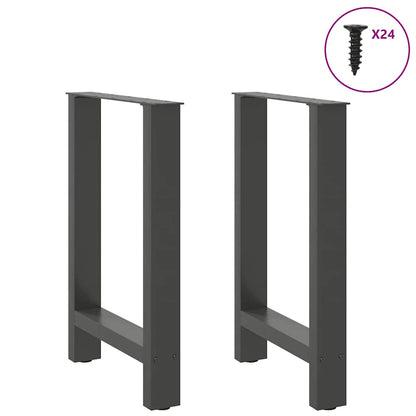 Gambe per tavolo da pranzo antracite 2 pz 50x(72-73) cm in acciaio
