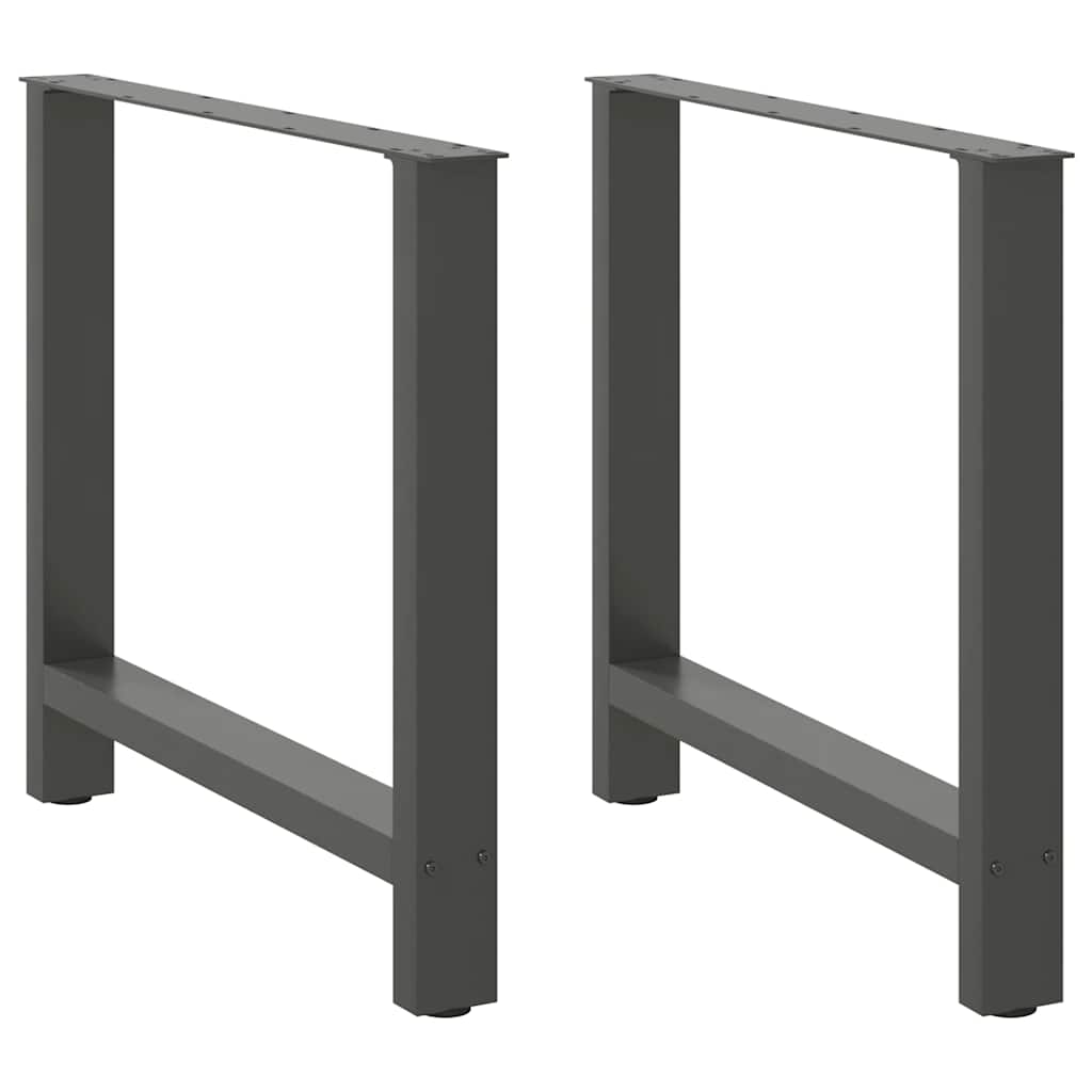 Gambe per tavolo da pranzo antracite 2 pz 70x(72-73) cm in acciaio