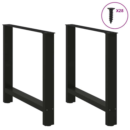 Gambe per tavolo da pranzo nere 2 pz 80x(72-73) cm in acciaio