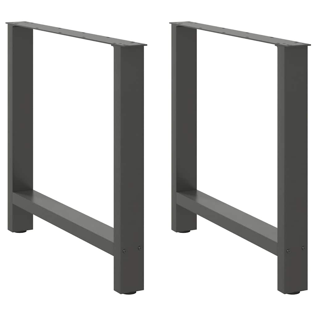 Gambe per tavolo da pranzo antracite 2 pz 80x(72-73) cm in acciaio