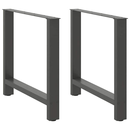 Gambe per tavolo da pranzo antracite 2 pz 80x(72-73) cm in acciaio