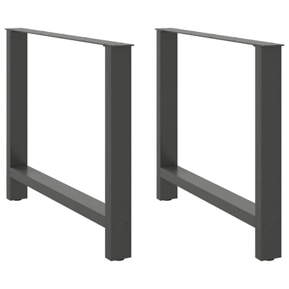 Gambe per tavolo da pranzo antracite 2 pz 90x(72-73) cm in acciaio