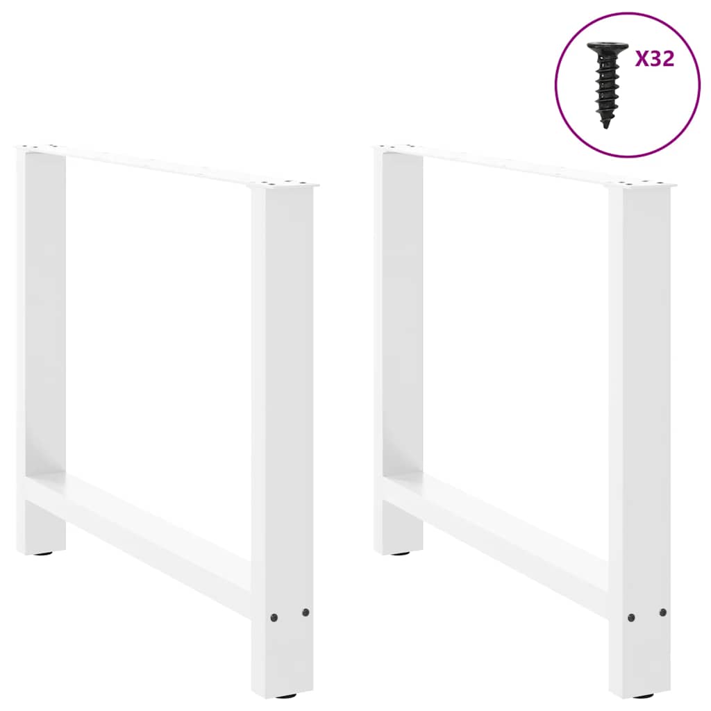 Gambe per tavolo da pranzo bianche 2 pz 100x(72-73) cm in acciaio