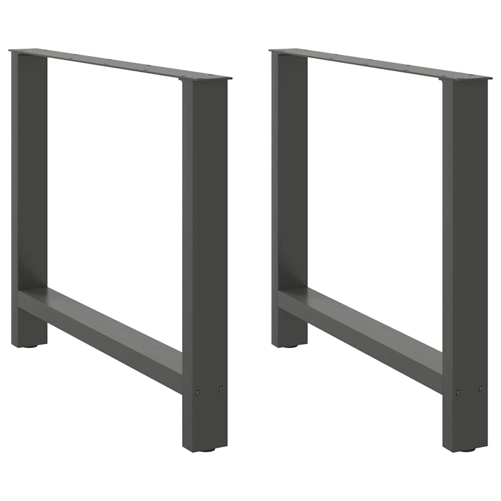 Gambe per tavolo da pranzo antracite 2 pz 100x(72-73) cm in acciaio