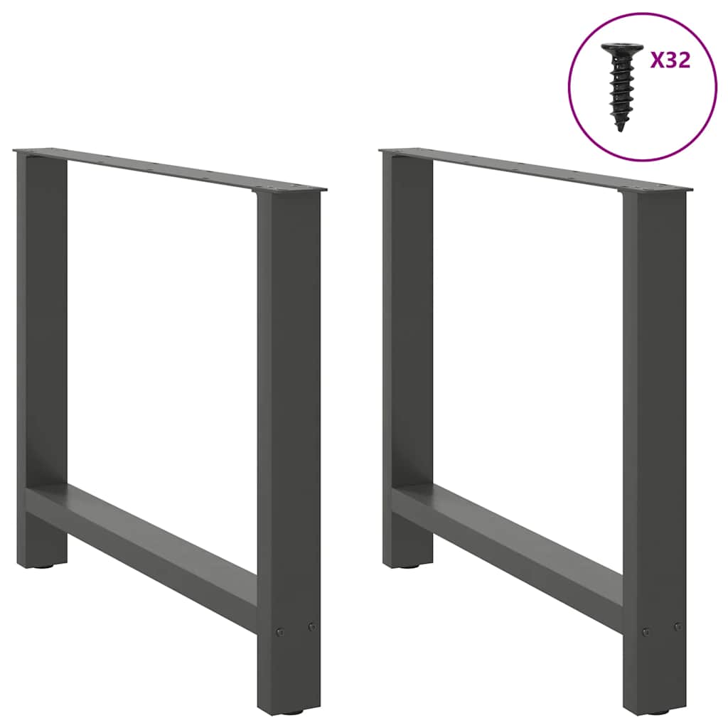 Gambe per tavolo da pranzo antracite 2 pz 100x(72-73) cm in acciaio