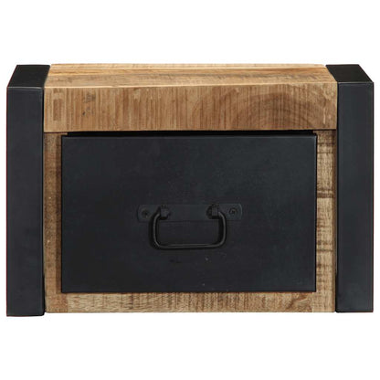 Comodini 2 pz 40x35x25 cm in Legno Massello di Mango Grezzo
