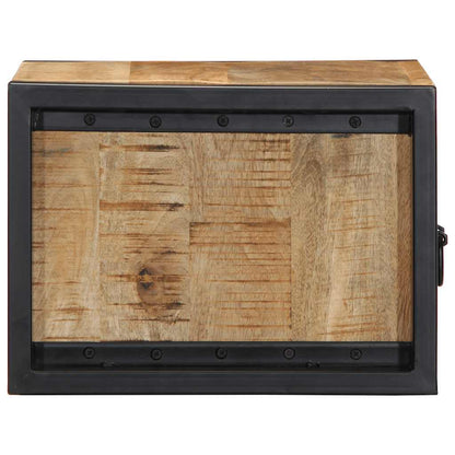 Comodini 2 pz 40x35x25 cm in Legno Massello di Mango Grezzo