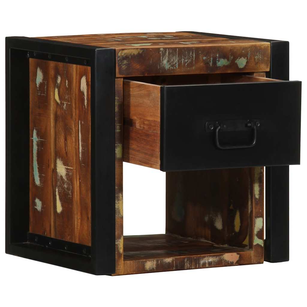Comodino Multicolore 40x35x40 cm in Legno Massello Recupero