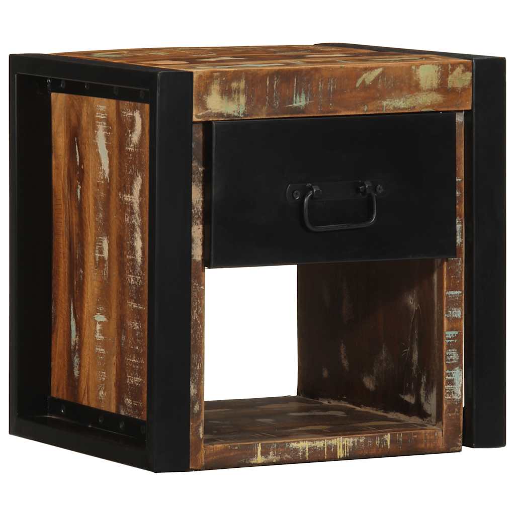 Comodino Multicolore 40x35x40 cm in Legno Massello Recupero