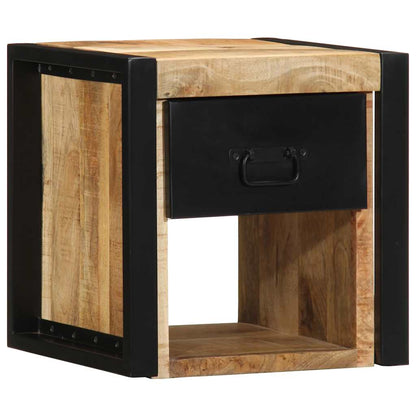 Comodini 2 pz 40x35x40 cm in Legno Massello di Mango Grezzo
