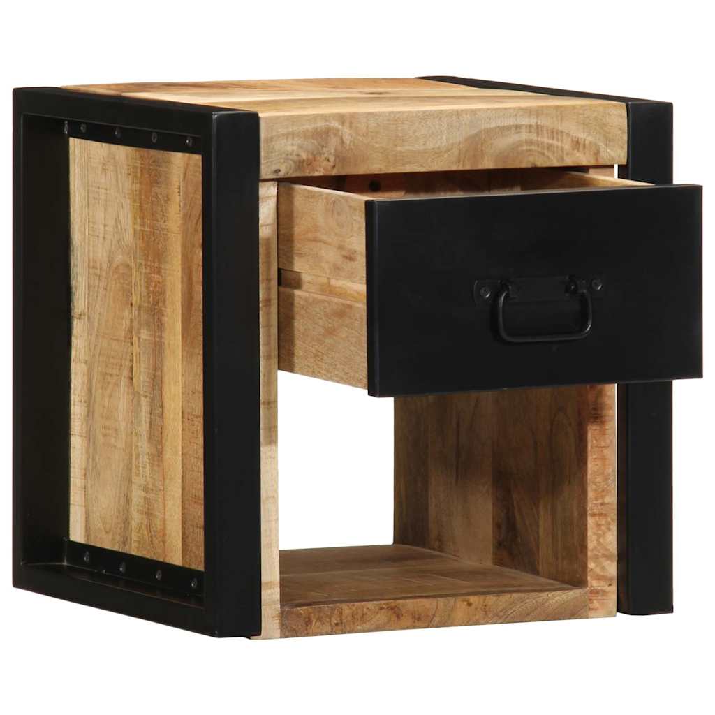 Comodini 2 pz 40x35x40 cm in Legno Massello di Mango Grezzo