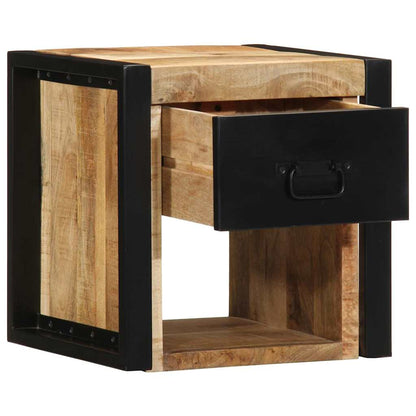 Comodini 2 pz 40x35x40 cm in Legno Massello di Mango Grezzo
