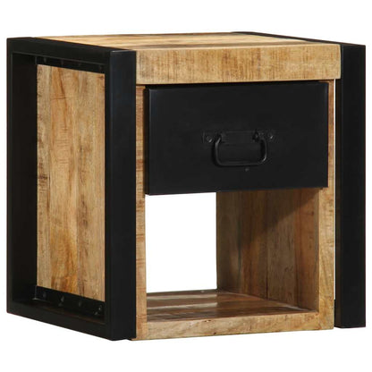 Comodini 2 pz 40x35x40 cm in Legno Massello di Mango Grezzo