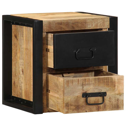 Comodino 40x35x40 cm in Legno Grezzo Massello di Mango