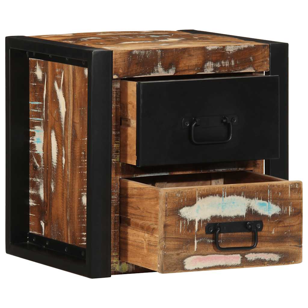 Comodino Multicolore 40x35x40 cm in Legno Massello Recupero