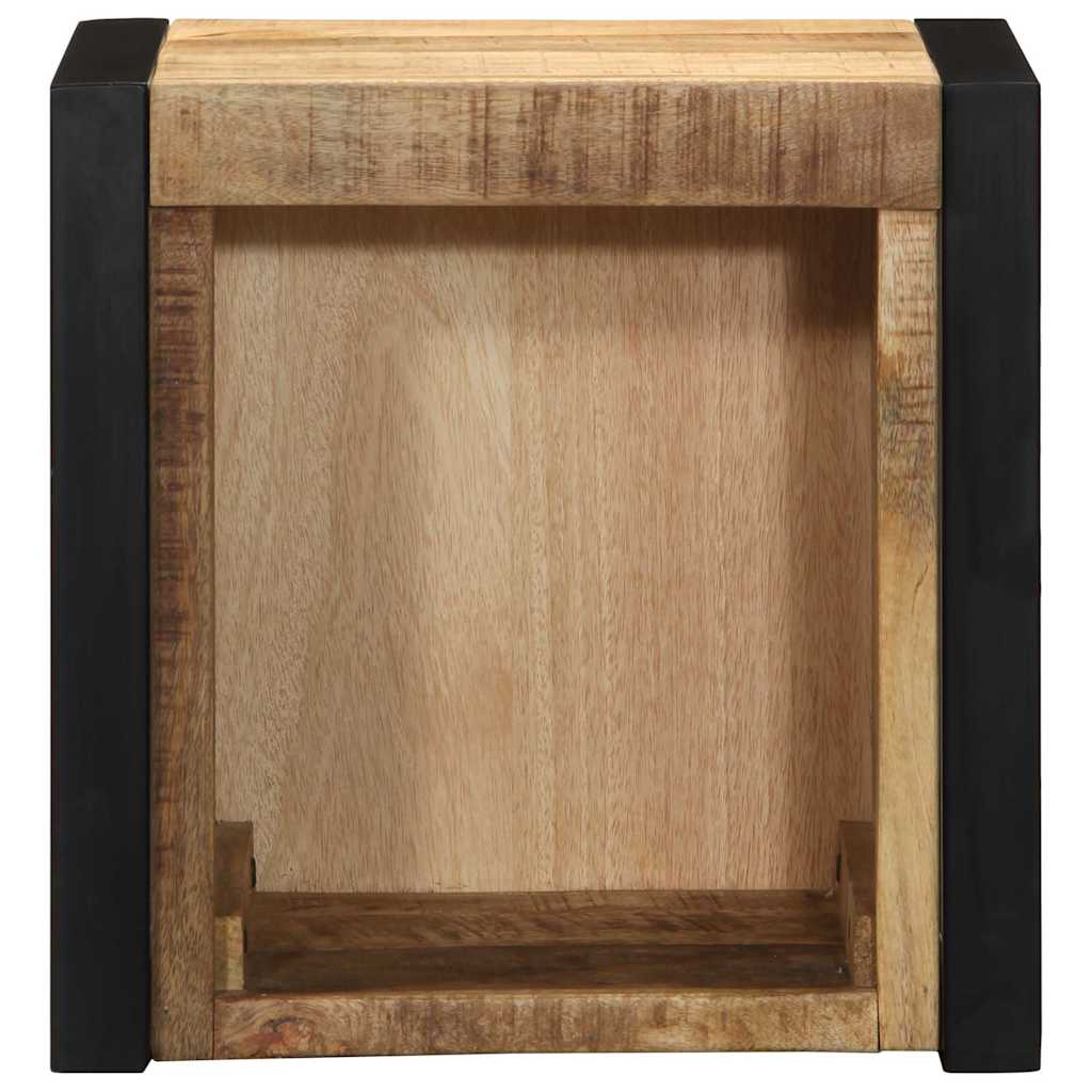 Comodino 40x35x40 cm in Legno Grezzo Massello di Mango