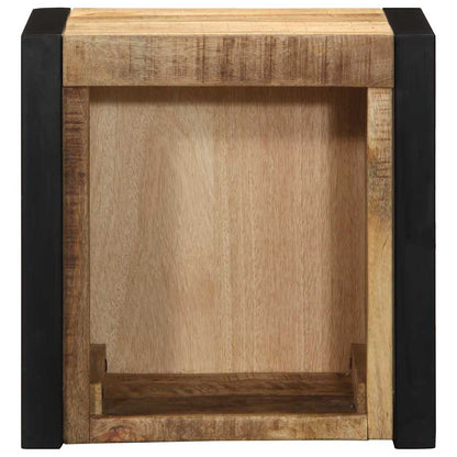 Comodino 40x35x40 cm in Legno Grezzo Massello di Mango
