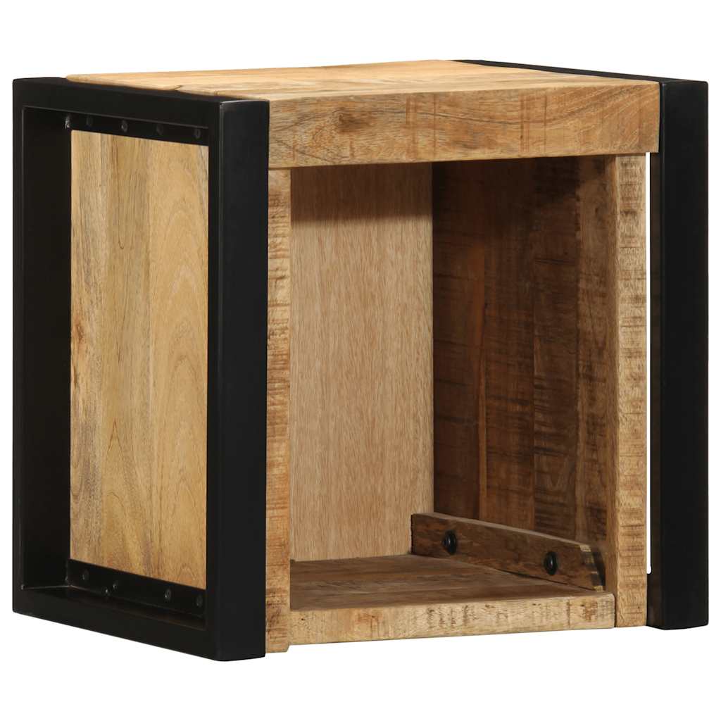 Comodini 2 pz 40x35x40 cm in Legno Massello di Mango Grezzo
