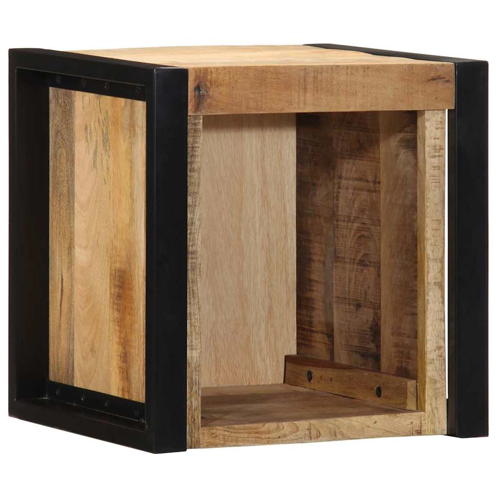 Comodini 2 pz 40x35x40 cm in Legno Massello di Mango Grezzo