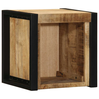 Comodini 2 pz 40x35x40 cm in Legno Massello di Mango Grezzo