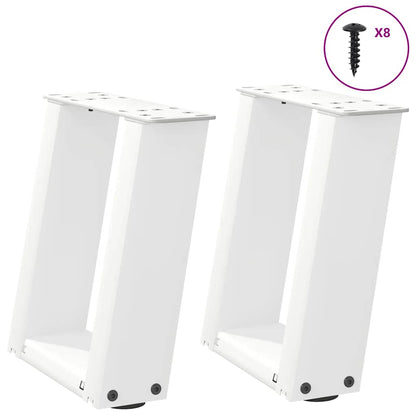 Gambe per Tavolino da CaffÃƒÂ¨ a Forma di U 2 pz Bianche 30x(30-31) cm Acciaio