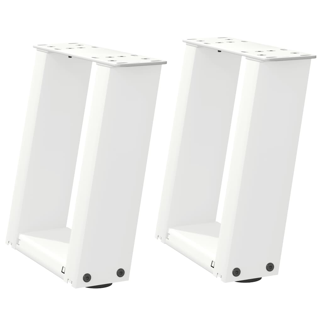 Gambe per Tavolino da CaffÃƒÂ¨ a Forma di U 2 pz Bianche 30x(30-31) cm Acciaio
