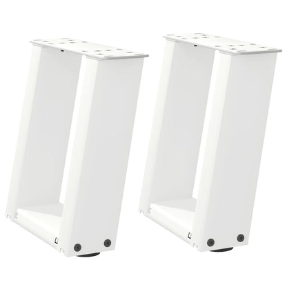 Gambe per Tavolino da CaffÃƒÂ¨ a Forma di U 2 pz Bianche 30x(30-31) cm Acciaio