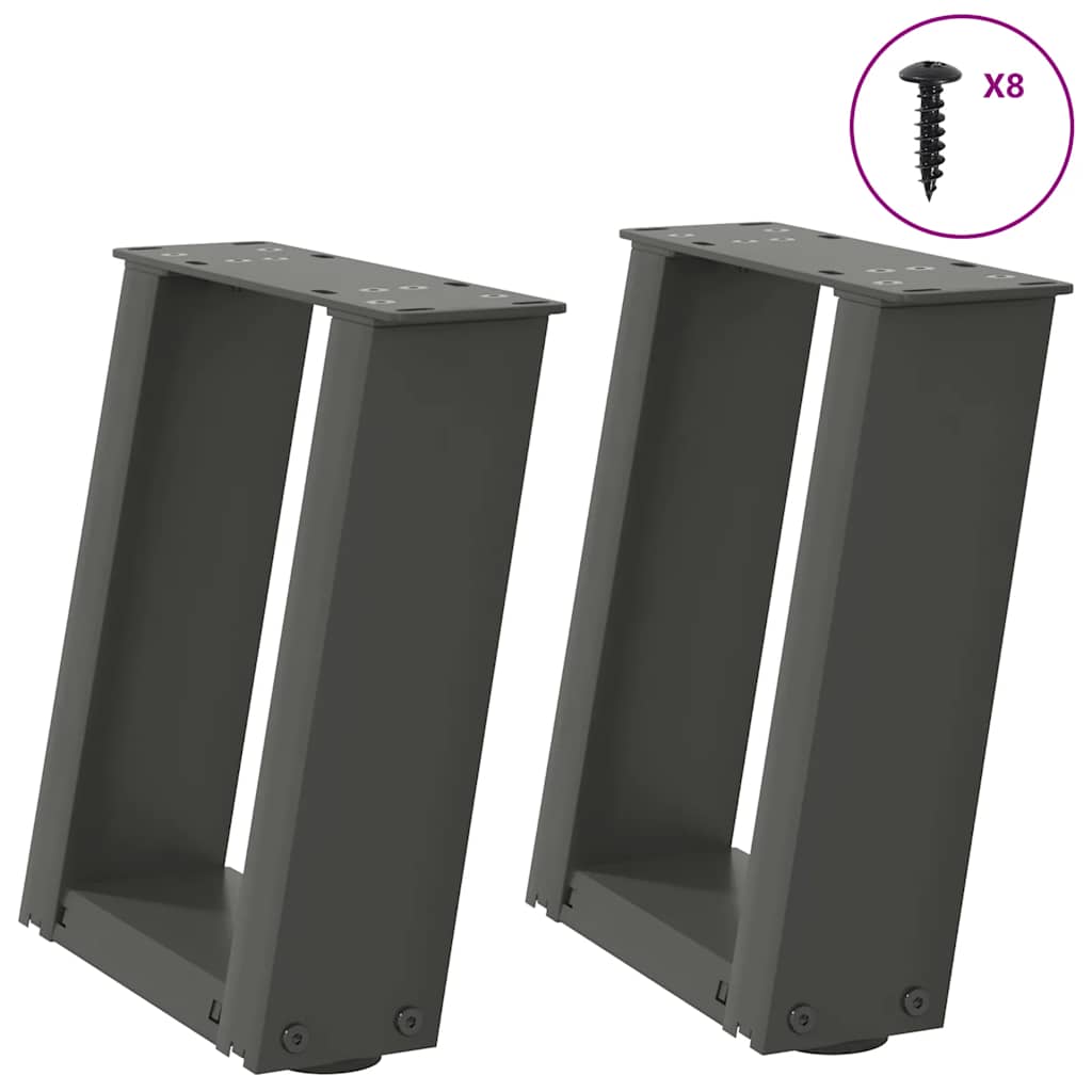 Gambe per Tavolino da CaffÃ¨ a Forma di U 2 pz Antracite 30x(30-31) cm Acciaio