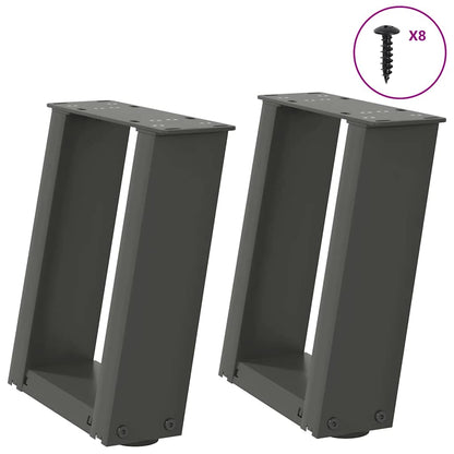 Gambe per Tavolino da CaffÃ¨ a Forma di U 2 pz Antracite 30x(30-31) cm Acciaio