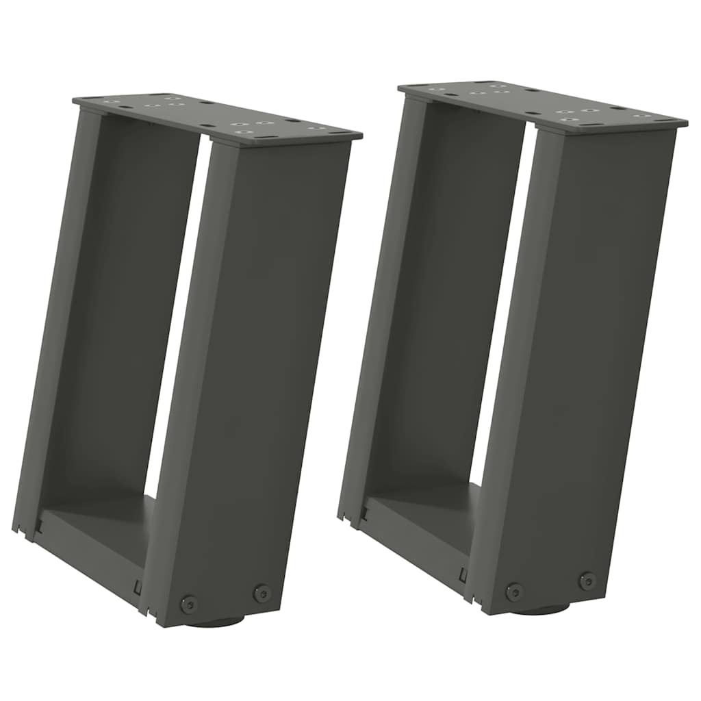Gambe per Tavolino da CaffÃ¨ a Forma di U 2 pz Antracite 30x(30-31) cm Acciaio