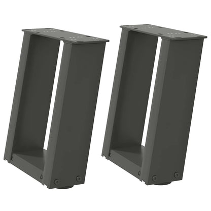 Gambe per Tavolino da CaffÃ¨ a Forma di U 2 pz Antracite 30x(30-31) cm Acciaio