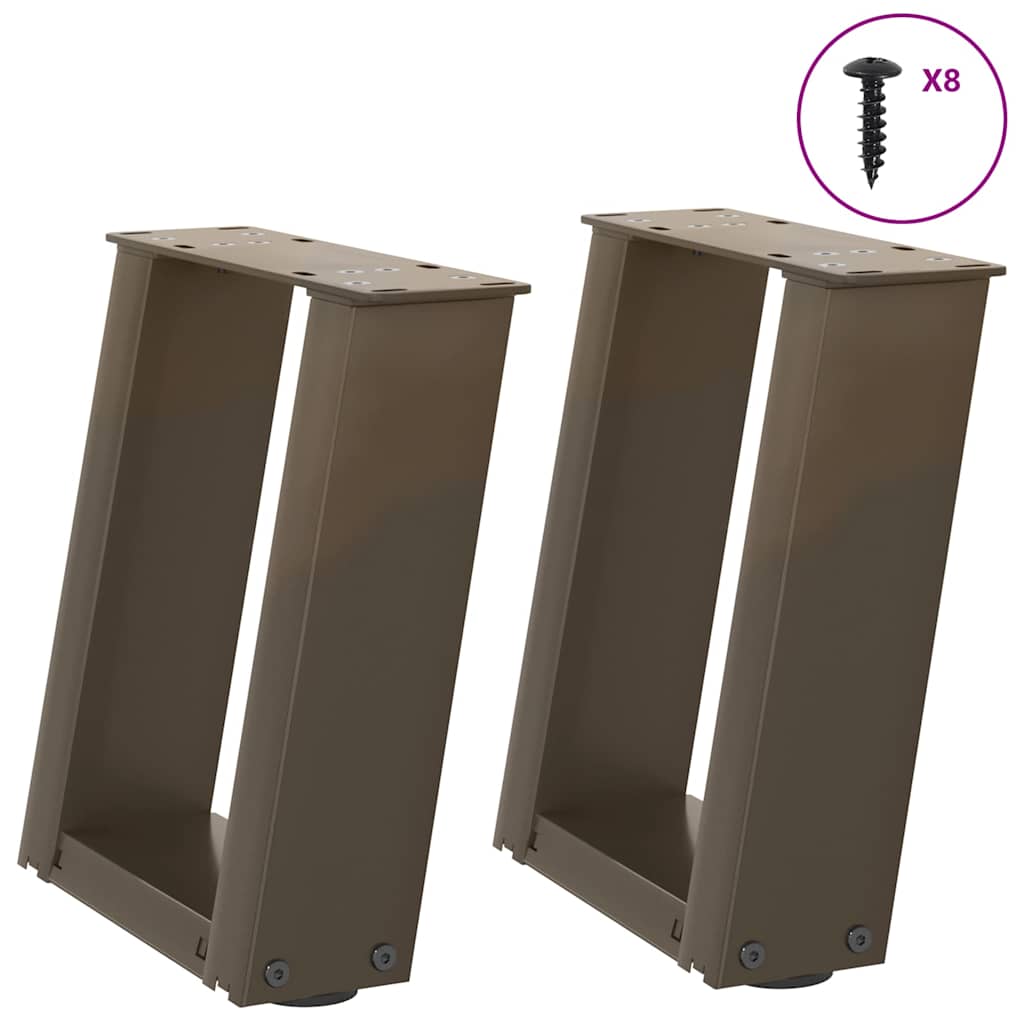 Gambe per Tavolino da CaffÃ¨ a Forma di U 2 pz Acciaio Naturale 30x(30-31) cm Acciaio