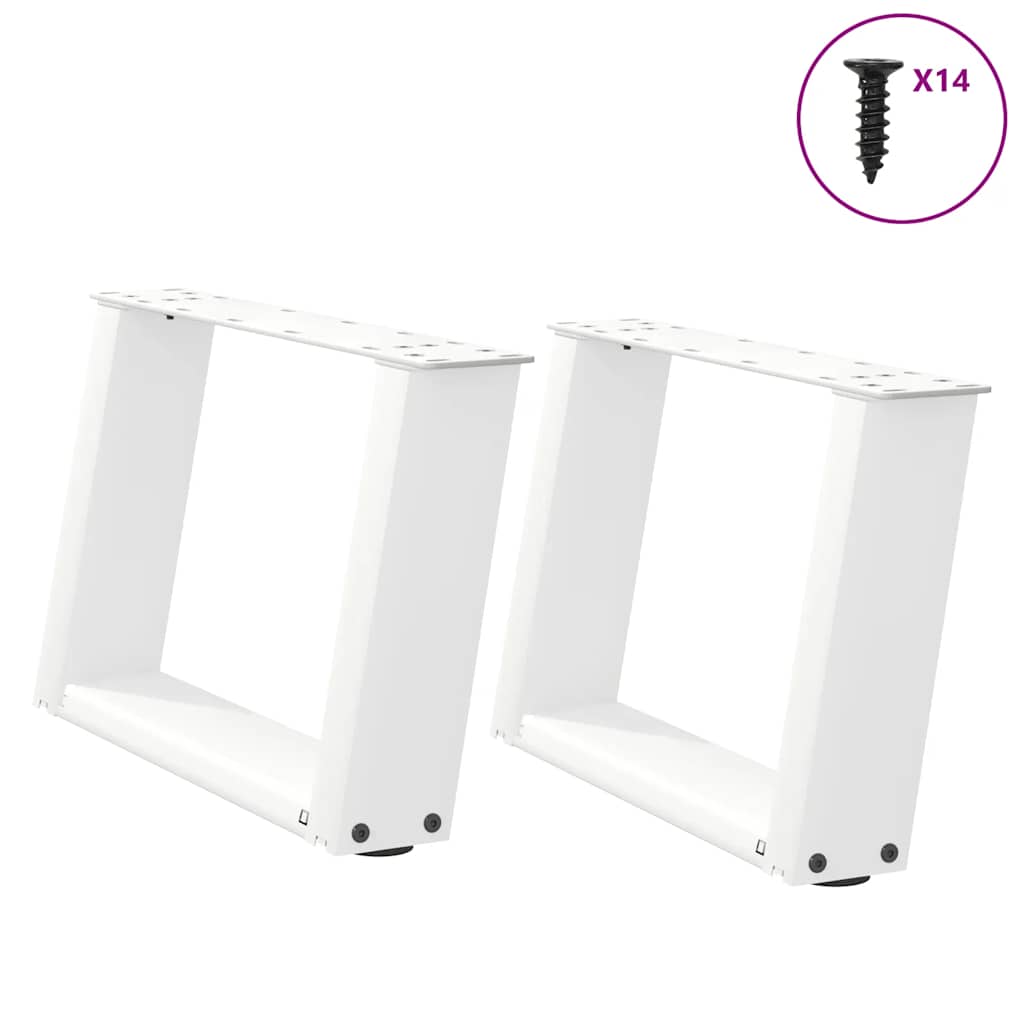 Gambe per Tavolino da CaffÃ¨ a Forma di U 2 pz Bianche 40x(30-31) cm Acciaio
