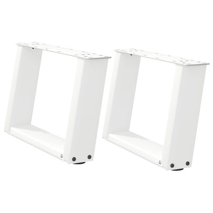 Gambe per Tavolino da CaffÃ¨ a Forma di U 2 pz Bianche 40x(30-31) cm Acciaio