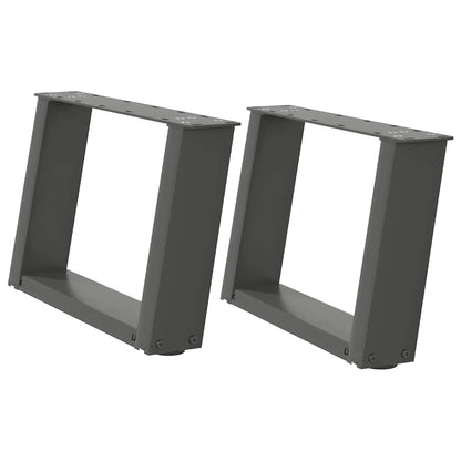 Gambe per Tavolino da CaffÃ¨ a Forma di U 2 pz Antracite 40x(30-31) cm Acciaio