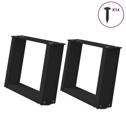 Gambe per Tavolino da CaffÃ¨ a Forma di U 2 pz Nere 50x(30-31) cm Acciaio