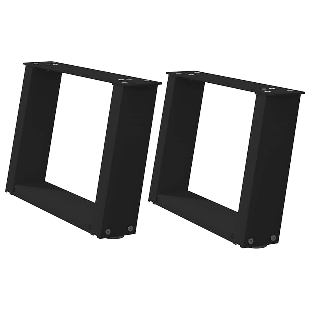 Gambe per Tavolino da CaffÃ¨ a Forma di U 2 pz Nere 50x(30-31) cm Acciaio