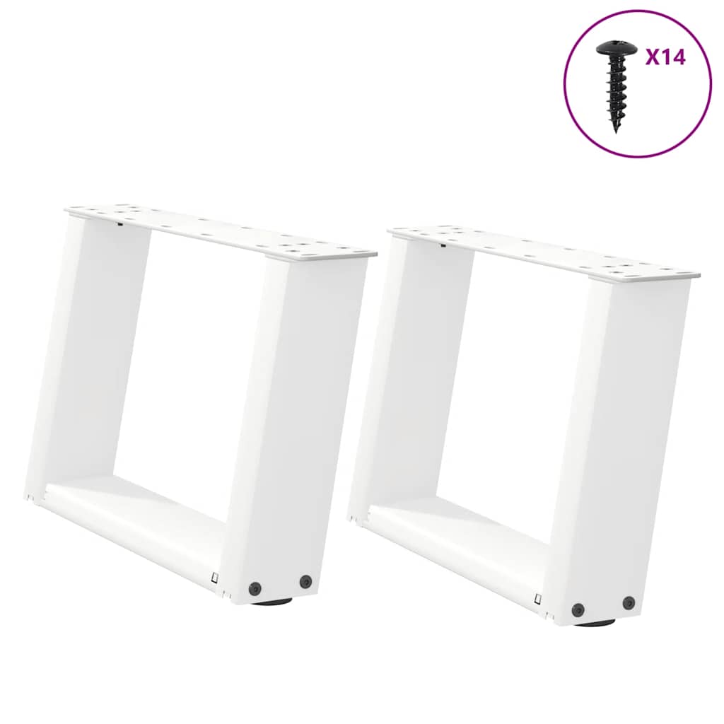 Gambe per Tavolino da CaffÃ¨ a Forma di U 2 pz Bianche 50x(30-31) cm Acciaio