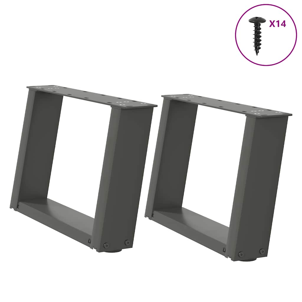 Gambe per Tavolino da CaffÃƒÂ¨ a Forma di U 2 pz Antracite 50x(30-31) cm Acciaio