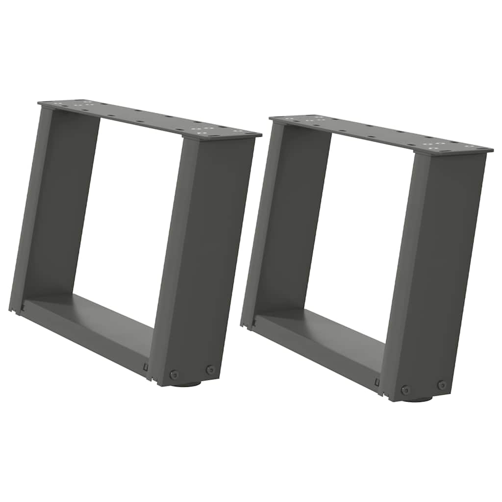 Gambe per Tavolino da CaffÃƒÂ¨ a Forma di U 2 pz Antracite 50x(30-31) cm Acciaio