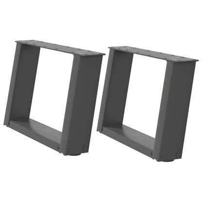 Gambe per Tavolino da CaffÃƒÂ¨ a Forma di U 2 pz Antracite 50x(30-31) cm Acciaio