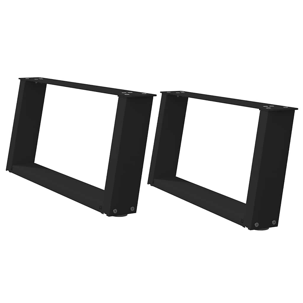 Gambe per Tavolino da CaffÃ¨ a Forma di U 2 pz Nere 60x(30-31) cm Acciaio