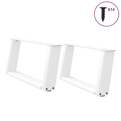 Gambe per Tavolino da CaffÃƒÂ¨ a Forma di U 2 pz Bianche 60x(30-31) cm Acciaio