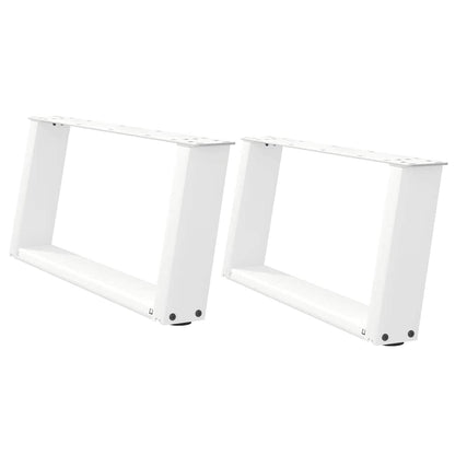 Gambe per Tavolino da CaffÃƒÂ¨ a Forma di U 2 pz Bianche 60x(30-31) cm Acciaio