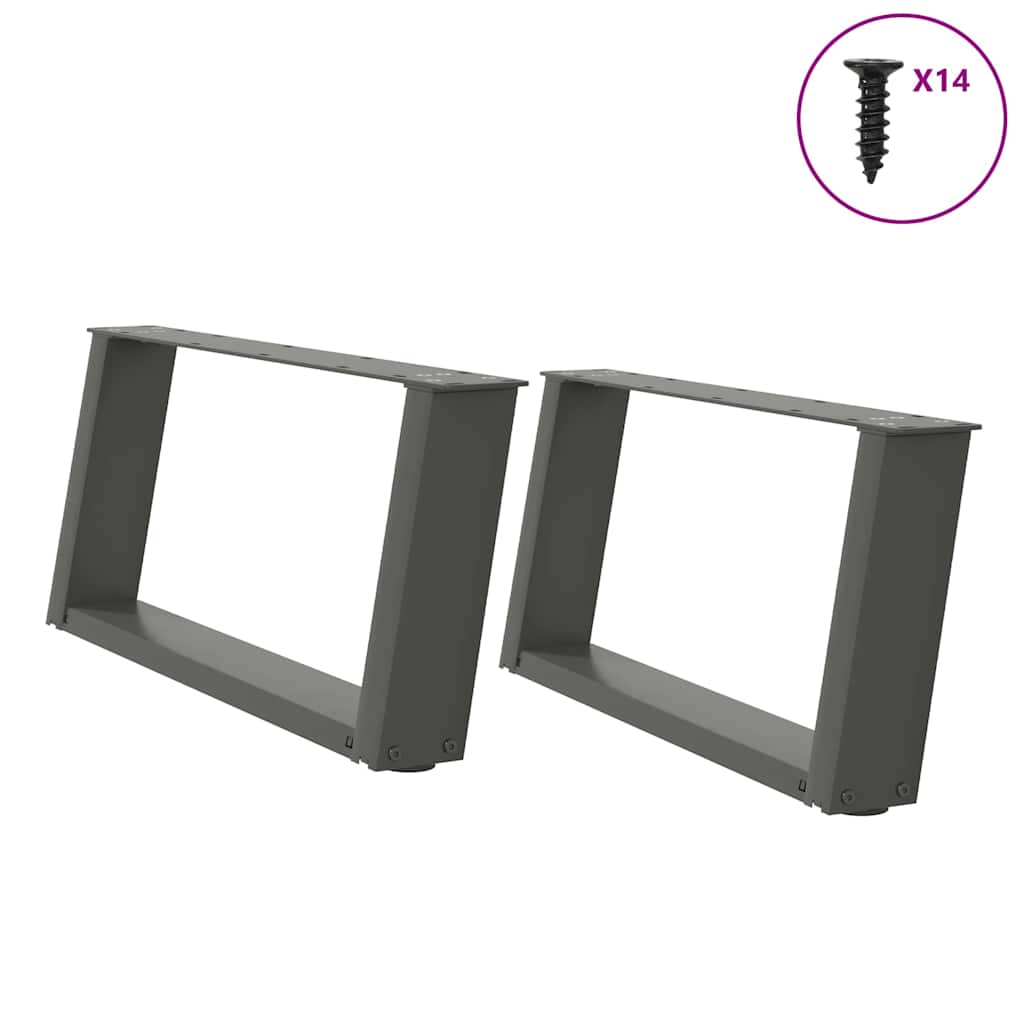 Gambe per Tavolino da CaffÃ¨ a Forma di U 2 pz Antracite 60x(30-31) cm Acciaio