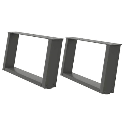 Gambe per Tavolino da CaffÃ¨ a Forma di U 2 pz Antracite 60x(30-31) cm Acciaio