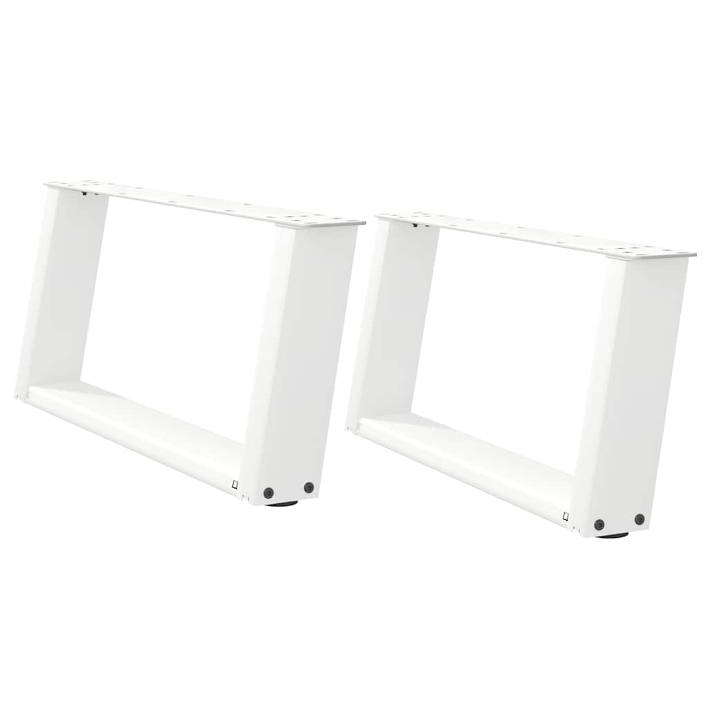 Gambe per Tavolino da CaffÃ¨ a Forma di U 2 pz Bianche 70x(30-31) cm Acciaio