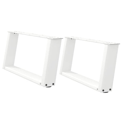 Gambe per Tavolino da CaffÃ¨ a Forma di U 2 pz Bianche 70x(30-31) cm Acciaio