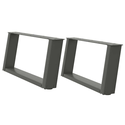 Gambe per Tavolino da CaffÃ¨ a Forma di U 2 pz Antracite 70x(30-31) cm Acciaio