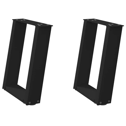 Gambe per Tavolino da CaffÃ¨ a Forma di U 2 pz Nere 28x(42-43) cm Acciaio
